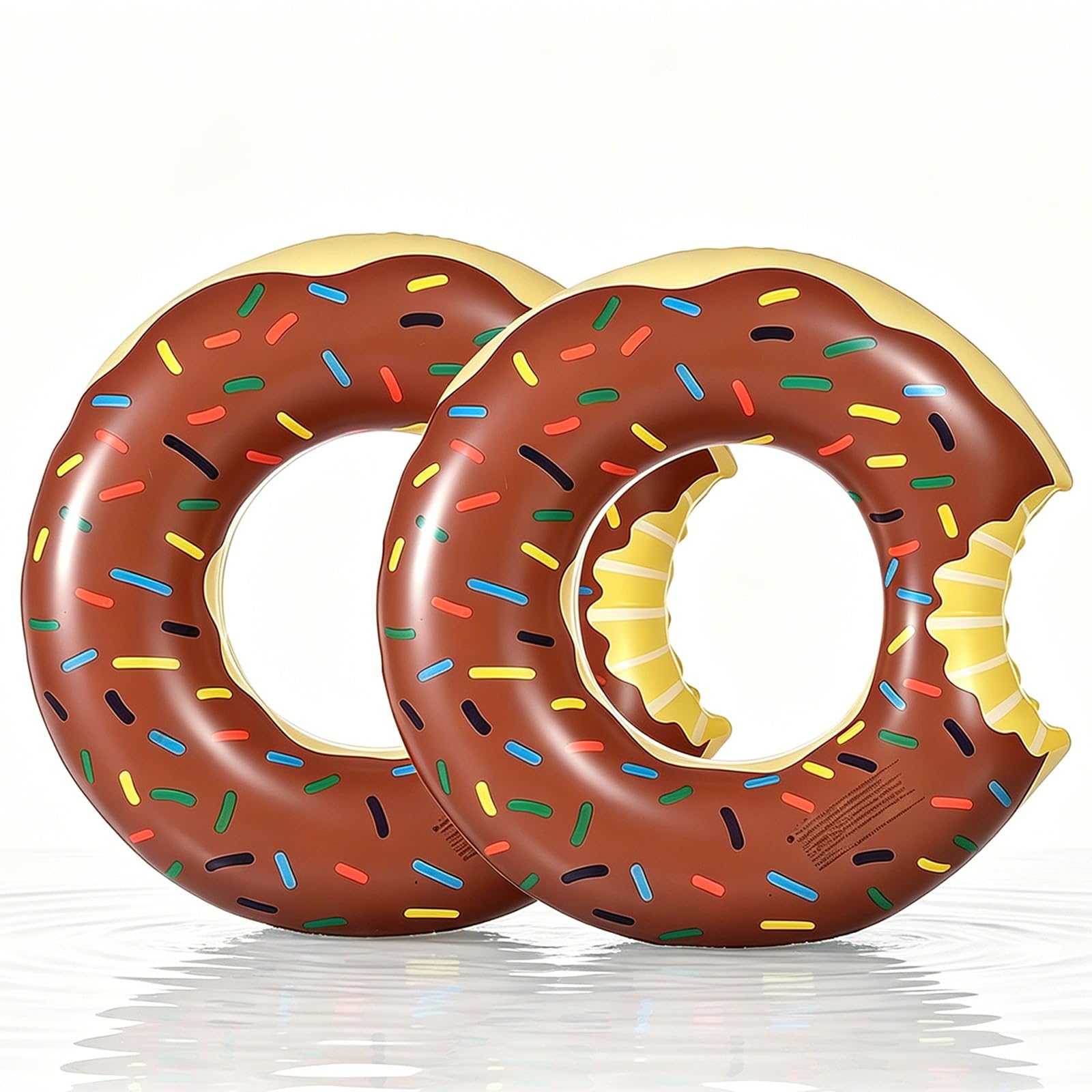 2 Pack Swimming Ring Donut Inflatable Rubber Rings for Adults, 90cm Brown Doughnut Inflatables Pool Ring Donuts Floaties Swim Rings Water Float for Men Women Beach Summer Water Party