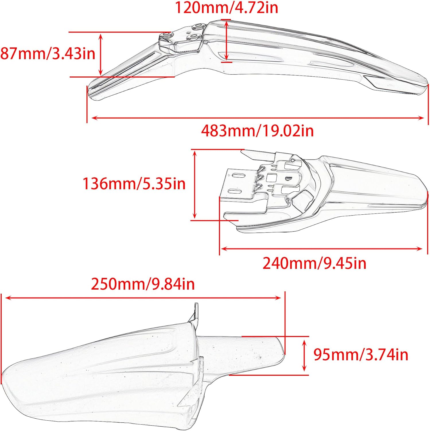 Surron Front Rear Fender Set,3pcs Shock Front Rear Mud Guard For Sur Ron Light Bee Segway X/S X260 X160 Imitation Carbon Fiber