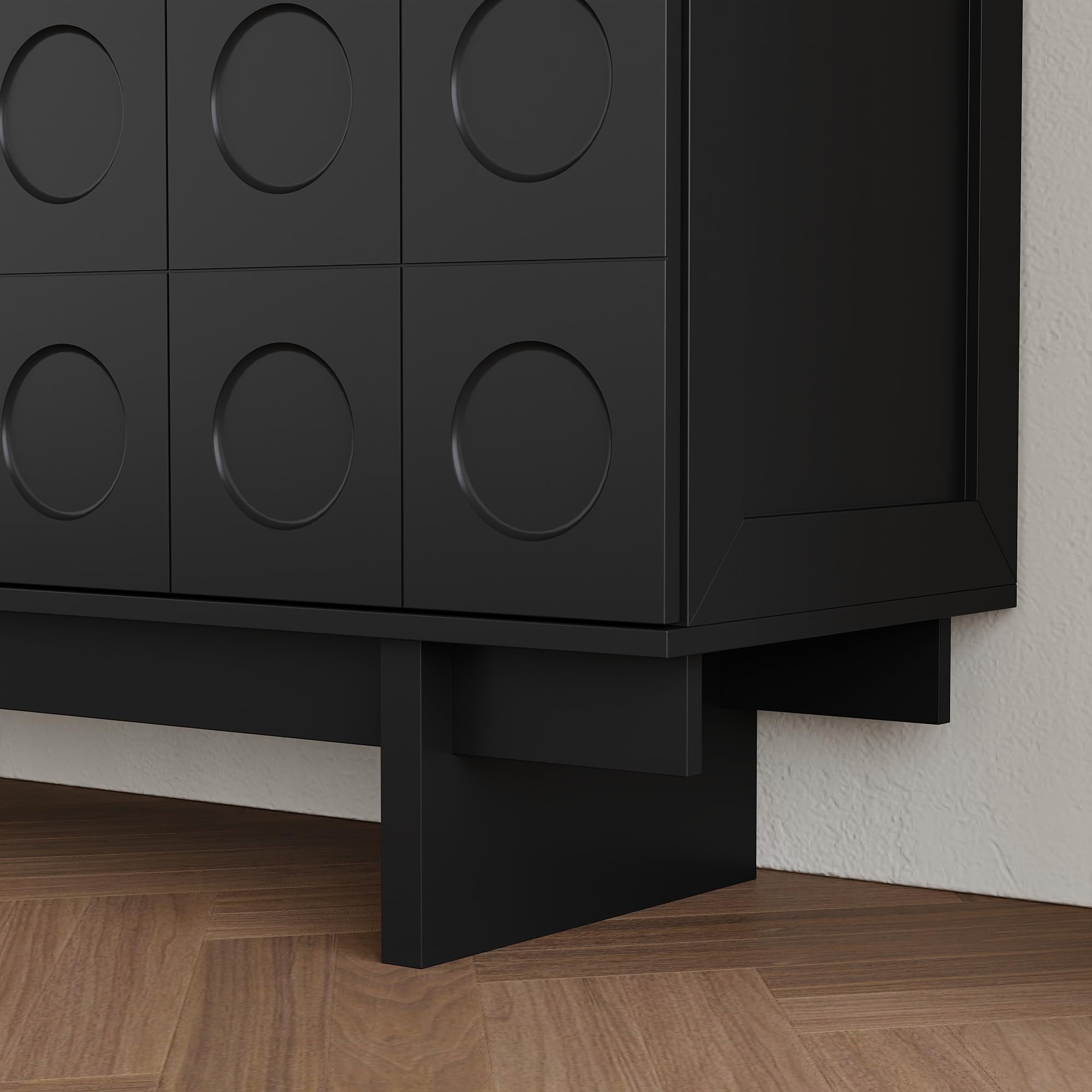 Elegante aparador negro – 160 x 40 x 80 cm – Cómoda con 3 cajones y 2 puertas – Diseño moderno para salón, comedor o pasillo – Elegante espacio de almacenamiento con carácter