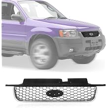 CarPartsDepot Front Chrome Shell Grille Assembly Grill Black Insert With Emblem Provision Compatible With Ford Escape Sport Utility Vehicle 2001-2004 Limited Xlt Models YL8Z17B968BA FO1200390