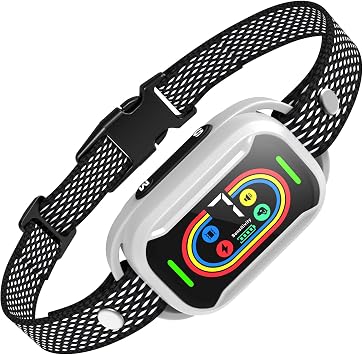 Smart Bark Collar for Large&Medium Dogs,Safety Shock Anti Barking Training Collar with 7 Adjustable Sensitivity, Bigger Battery Quicker Charge, Waterproof Bark Shock Collar White