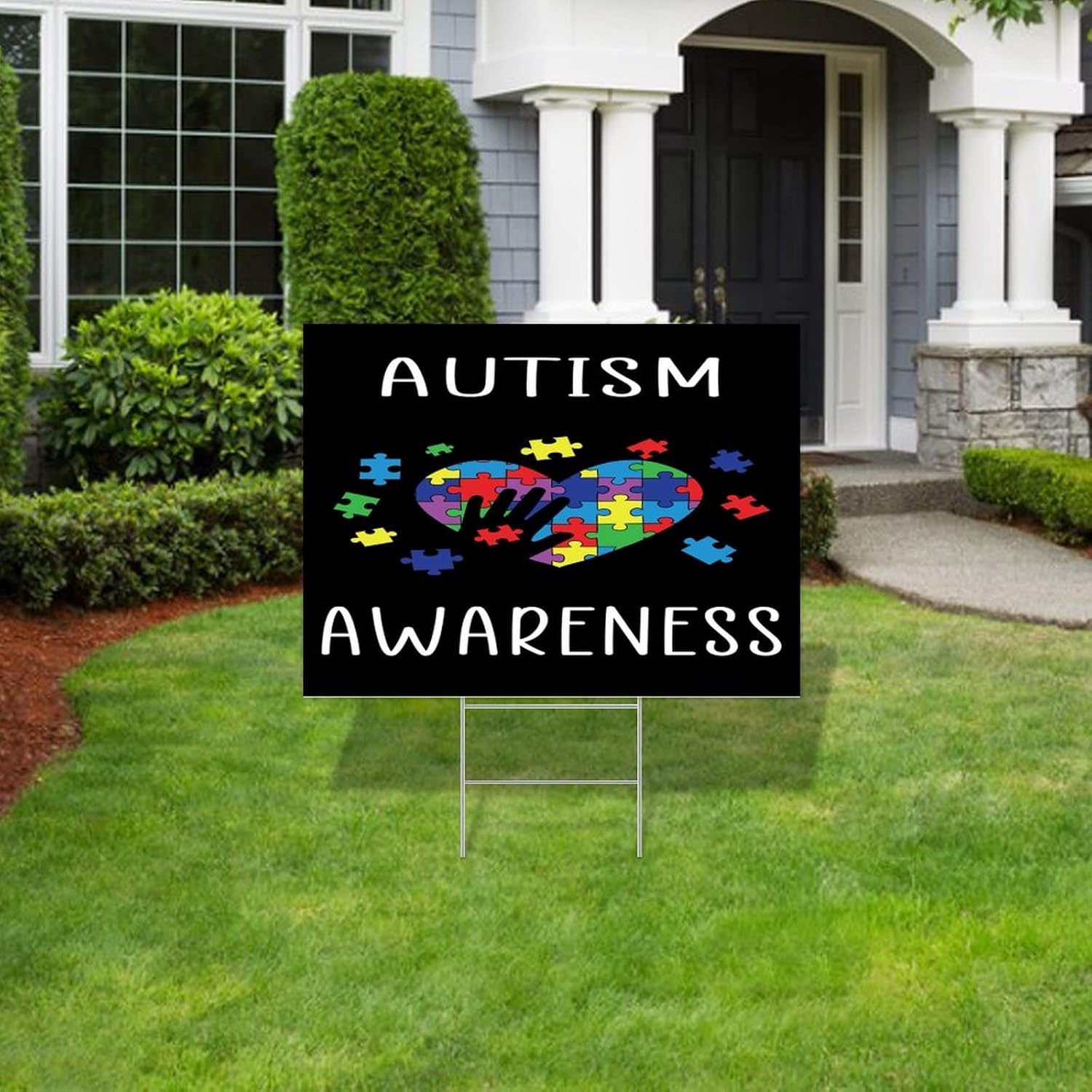 Autism Awareness Yard Signs Double SidedCorrugated Yard Sign Love Autistic Child Fade Resistant Ink Yard Sale Signs with Stakes Party Decorations Made in USA 18x24 Inch