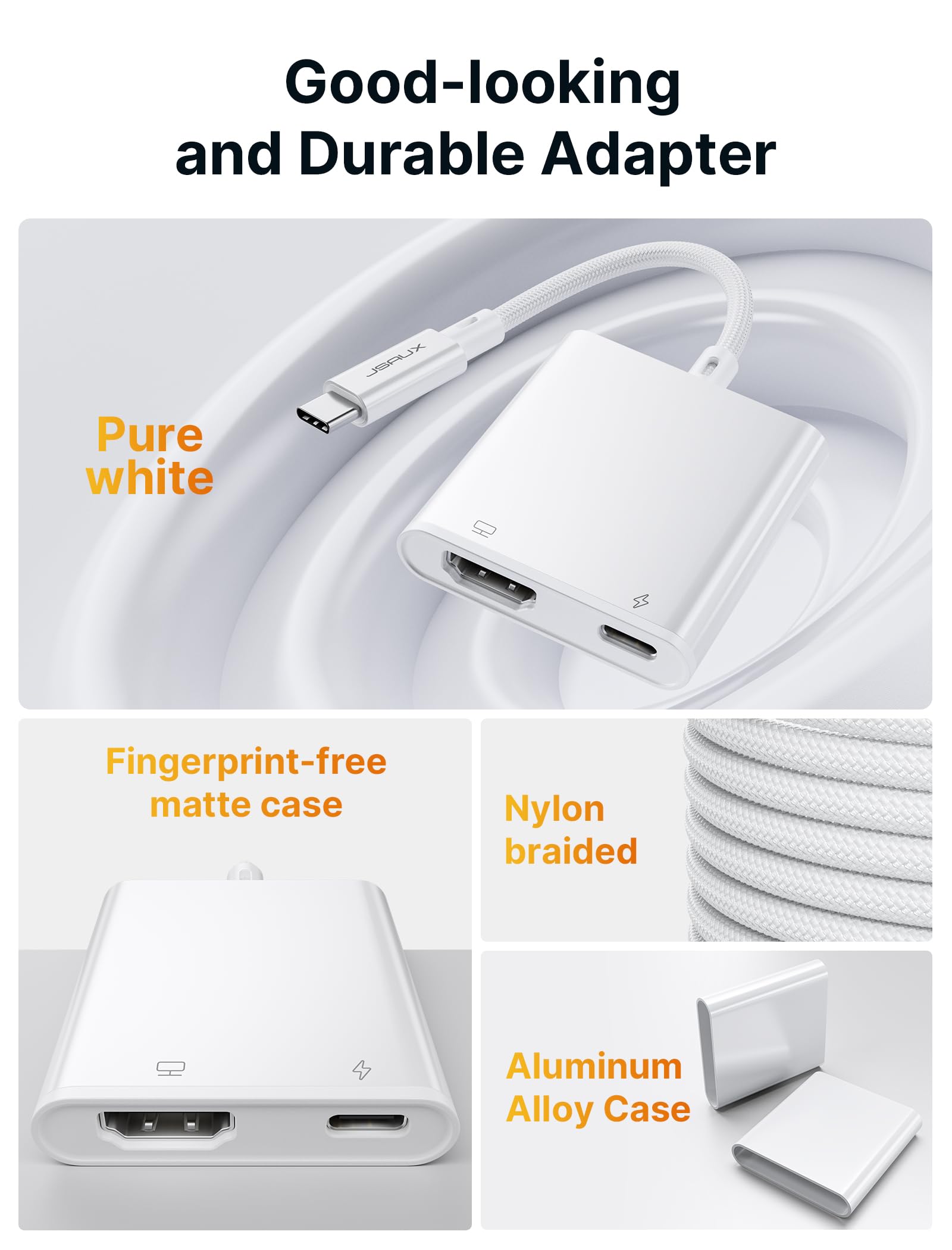Adaptateur USB C Vers 4 K HD.MI Pour MacBook Pro/Air, VVG 3 En 1 USB-C Digital AV Multiport Adaptateur Avec 4K 30 Hz, Charge 100 W, Port De Données