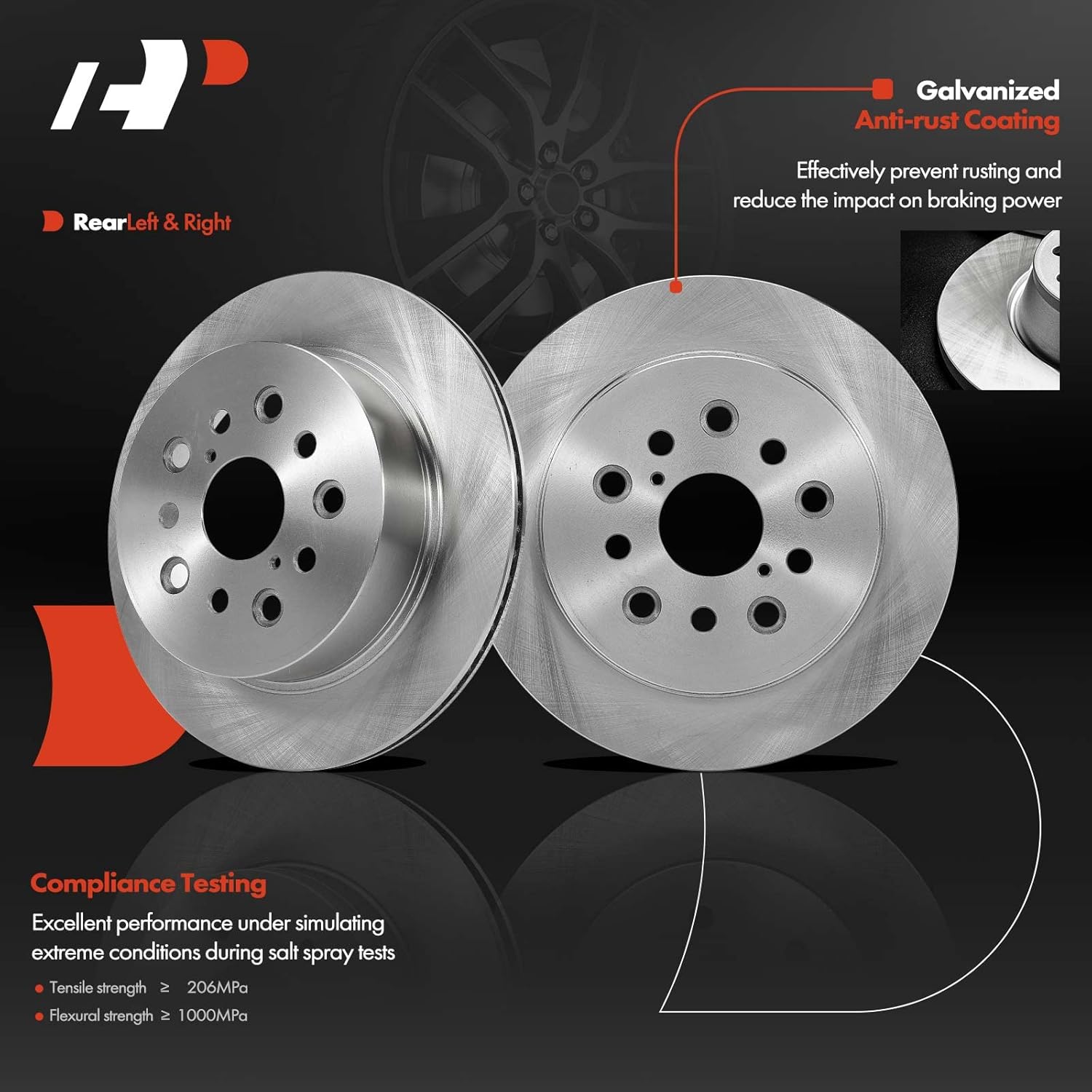 A-Premium 12.2 inch (310mm) Rear Vented Disc Brake Rotors + Ceramic Pads Kit Compatible with Select Lexus Models -LS430 2001 2002 2003 2004 2005 2006, 4.3L, 6-PC Set