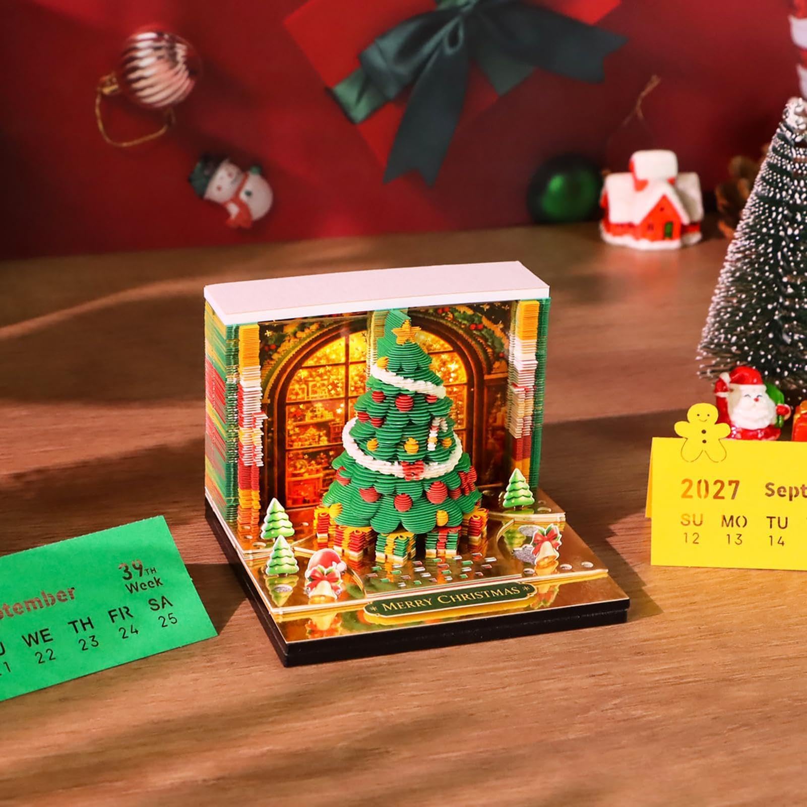 Calendario 3D árbol de Navidad estético que se puede quitar