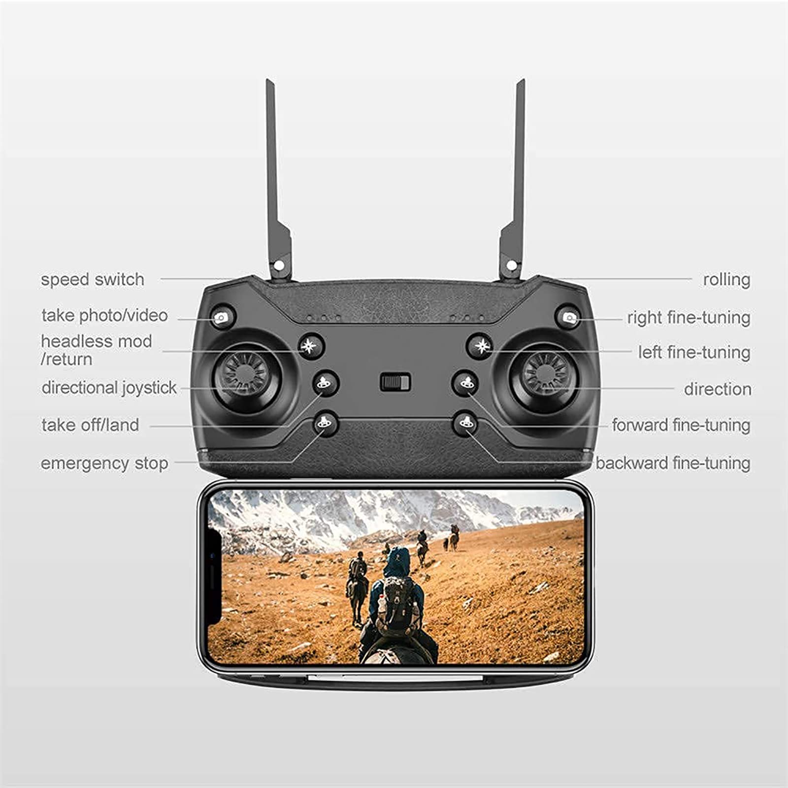 Dron 4K, samolot zdalnie sterowany Antena HD Czteroosiowy samolot z dwoma kamerami, składany 15 minut czasu lotu pozwala na zdjęcie gestem, dla początkujących
