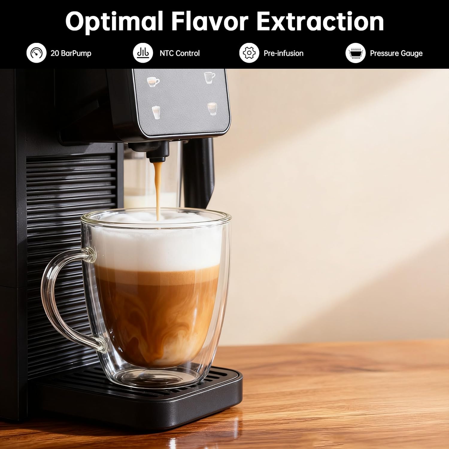 Morpilot Capsule Coffee Machine Compatible with Nespresso Capsules, Single-Serve Coffee Machine For Espresso, Lungo, Cappuccino & Latte With Milk Frother, 20-Bar High Pressure & 0.75L Water Tank