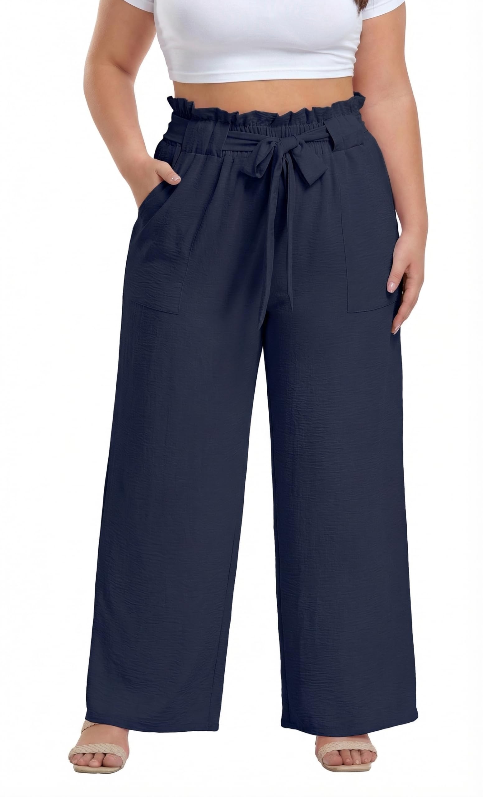 OLRIK Plus Size Pants for Women High Waisted Wide Leg Casual Palazzo Pants