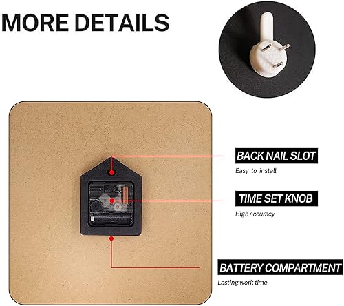 Miniatura 3 de ArtSocket Reloj de pared de madera, silencioso, sin tictac, color azul, verde azulado, blanco, grano de madera, retro, cuadrado, rústico, costero,