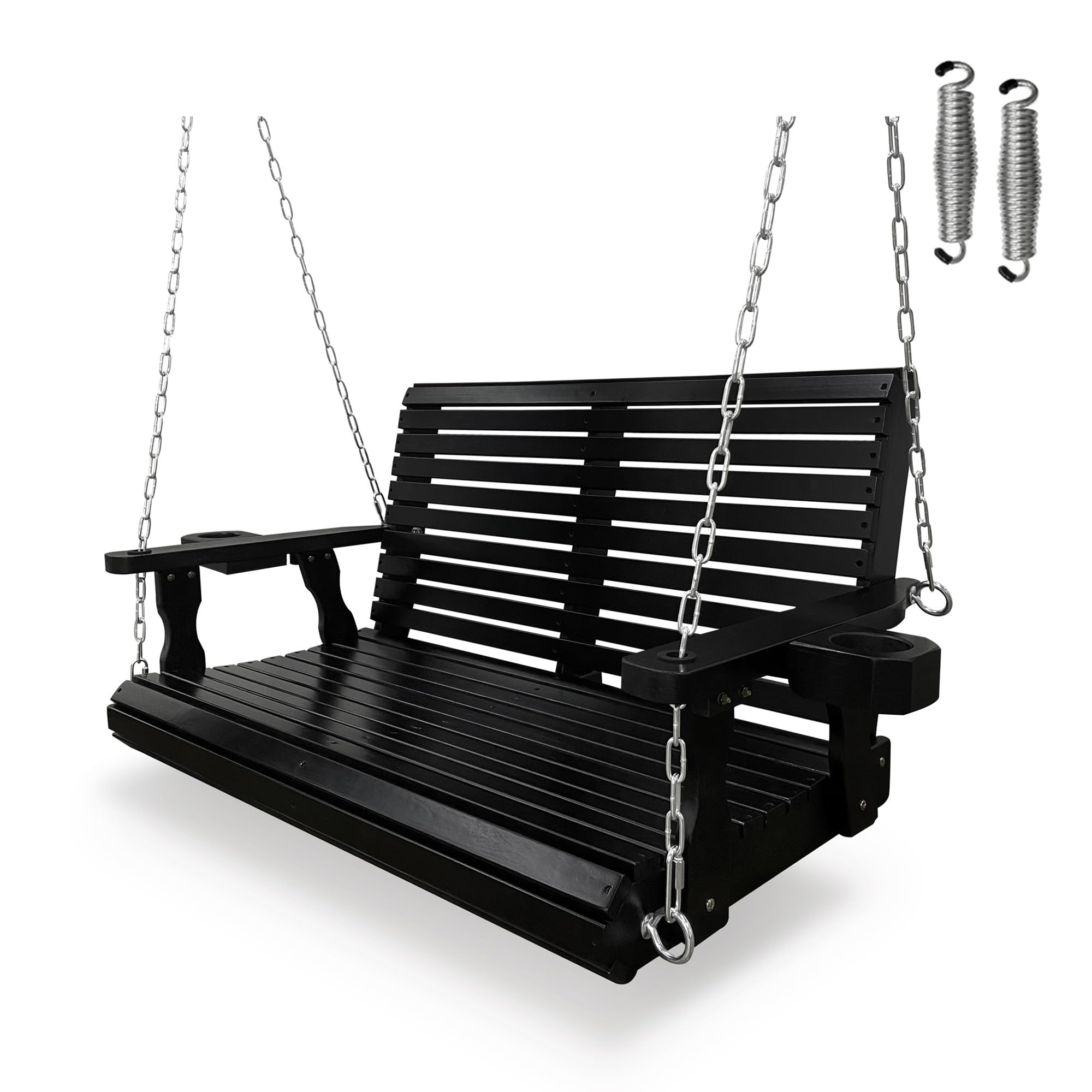 Fortune Candy Wooden Porch Swing, Iron Black, 4 FT Extra Large