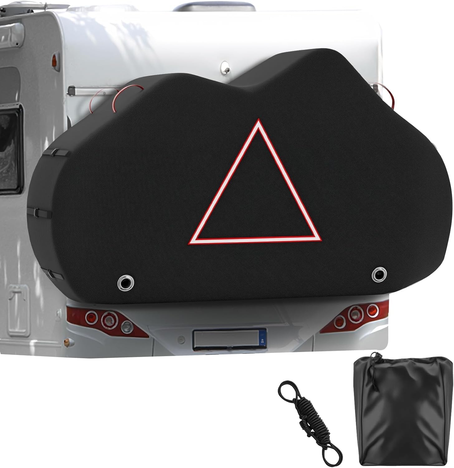 Bicycle Cover for 2 Bicycles, Bicycle Cover for Rear Carrier, Bicycle Protective Cover, Motorhome, Weatherproof, Tear-Resistant, 420D Oxford Heavy Duty for Camping, Motorhome, Rear Rack, Black