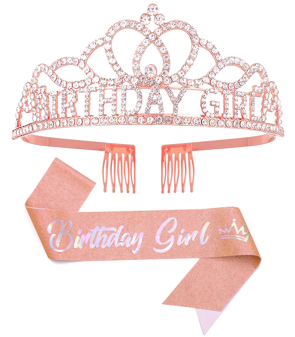 Queenship Birtthday Tiara Crown with Sash for Women Birthday Queen Party