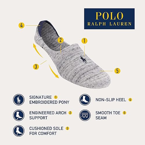 Miniatura 2 de Polo Ralph Lauren Calcetines de vestir para hombre, paquete de 3 pares, ligeros, de algodón, cómodos, con tacón antideslizante