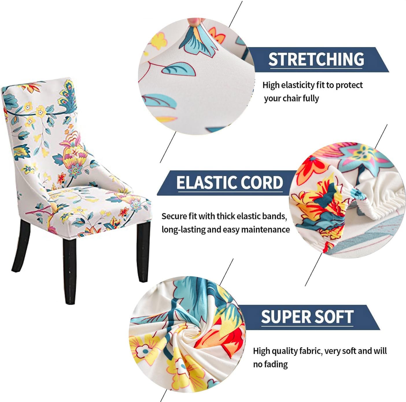 Stretch Wingback Side Chair Slipcover Set of 2 Printed Armless Wingback Chair Cover Reusable Sloping Armchair Cover Accent Chair Covers for Dining Room Banquet Home Decor (Color12, Set of 2)