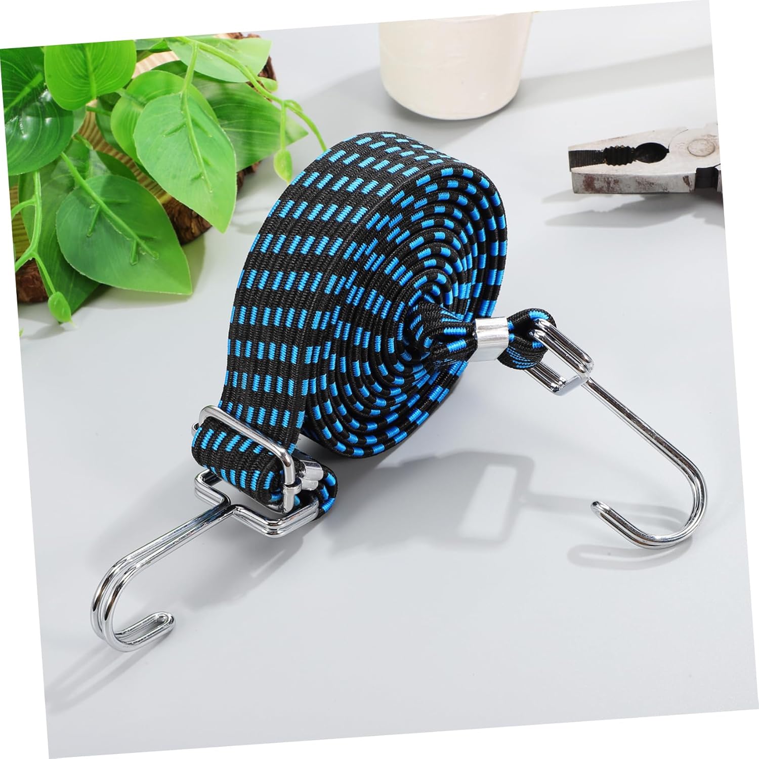 6pcs Elastic Rope Hooks Heavy Duty Lashing Straps Metal Buckle for Rv Truck ATV Sling Straps Blue