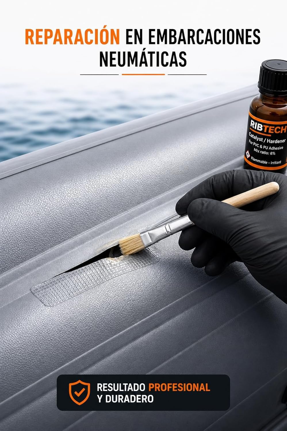 Colle PVC 2 composants 125 ml Zodiac Paddle Surf Kayak Gonflables - Kit de réparation avec patchs, pinceau, gobelet, gants et lingette