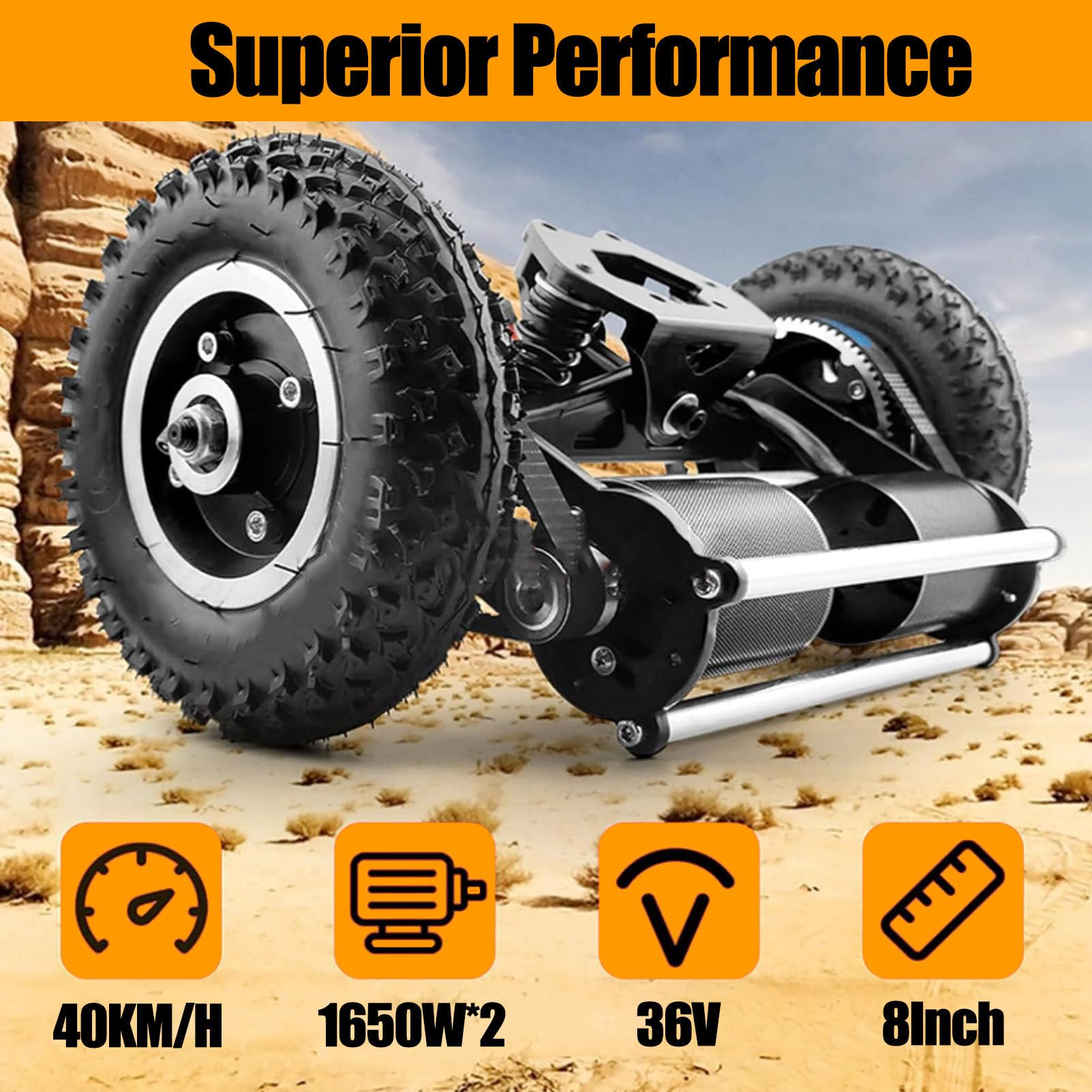 Kit di Conversione per Skateboard Elettrico 4wd, Set Motore Fuoristrada da 1650 W, con Telecomando, per Fuoristrada E Mountain Board 2WD-NoRemote