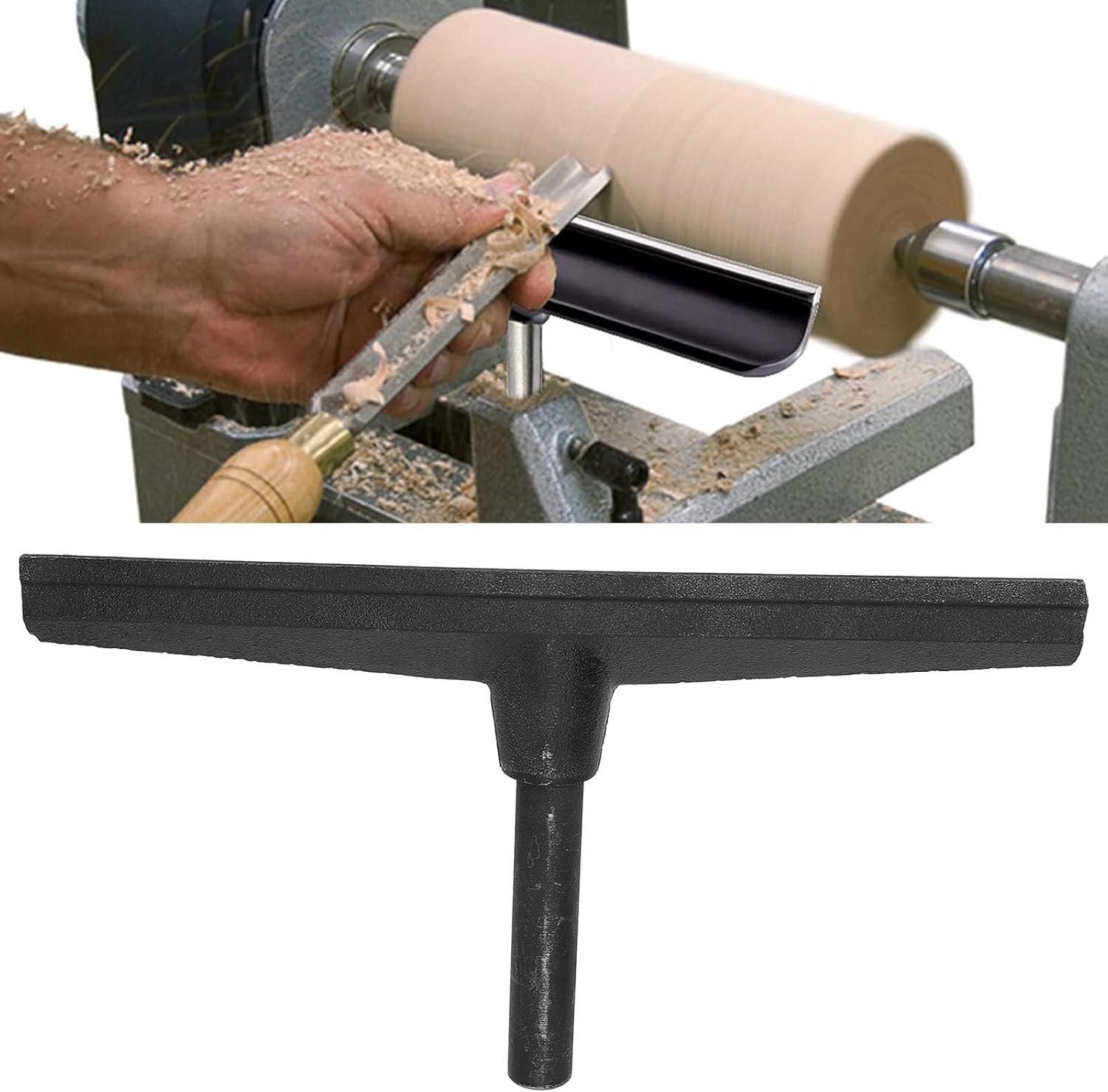 Wood Lathe Tool Rest Cast Iron Holder 29cm with 20mm Diameter Post for 20mm Lathe Base Rounded Hardened Steel Top for Mini Medium Lathe with More Sliding