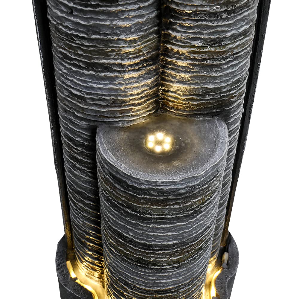 watnature Modern Indoor Outdoor Waterfall Fountain 39.5” H 3Columnar