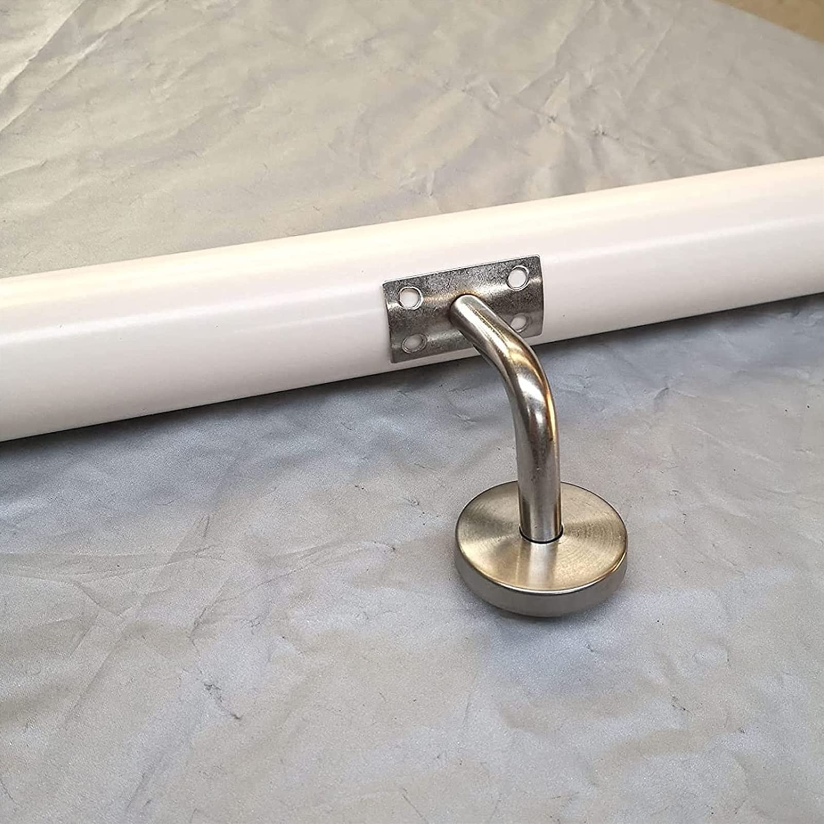 Zestaw poręczy schodowych z drewna, biała, do montażu na ścianie, do schodów wewnętrznych (50 cm)