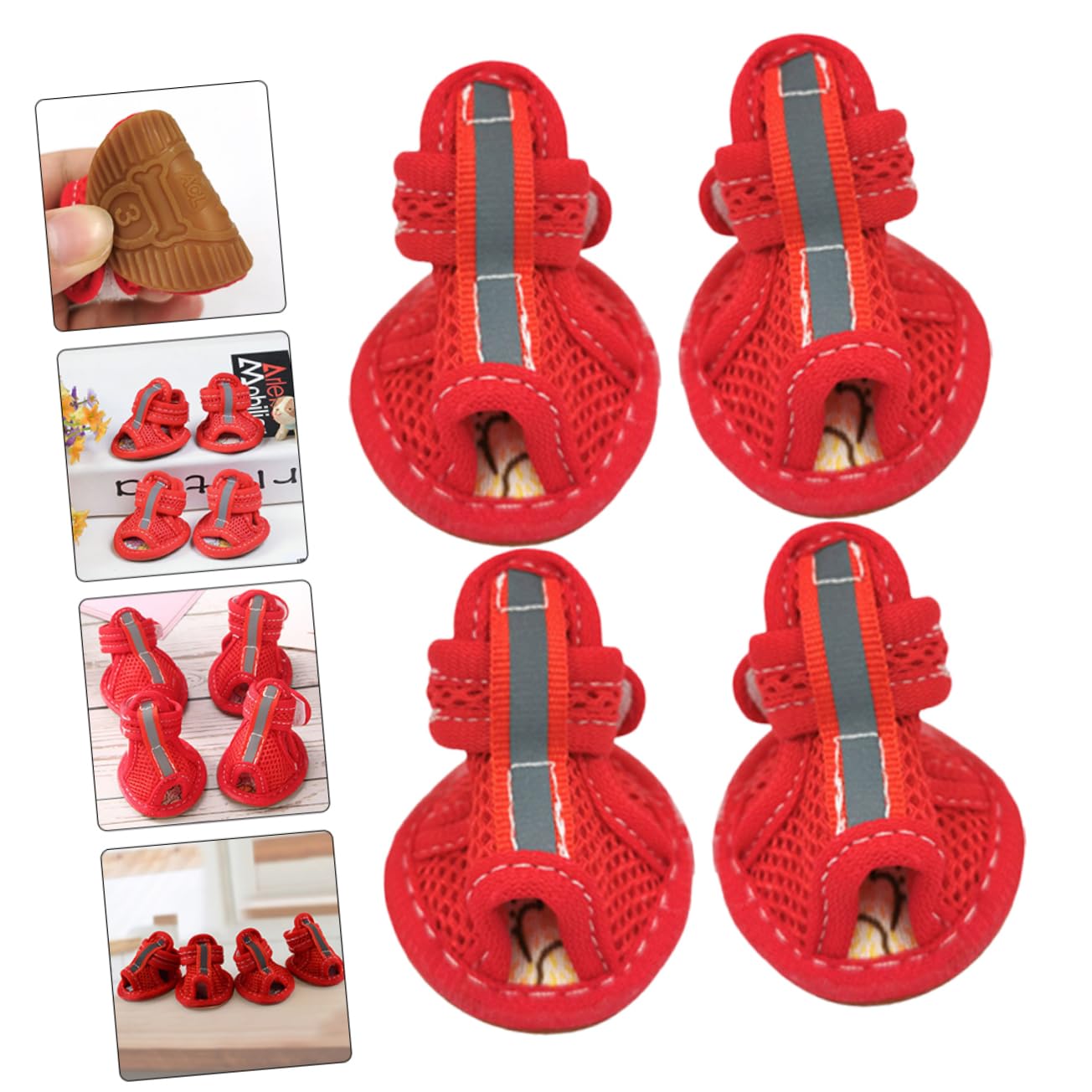 HANABASS 16stücke Atmungsaktive Hundeschuhe Für Kleine Haustiere rutschfeste Bequeme Pfotenschutzschuhe Für Outdoor-aktivitäten Für Hunde Und Katzen Zufälliges Design Innensohle