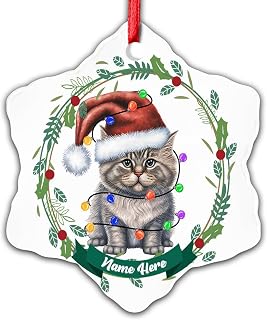 Dinoz Cat Animal Christmas Tree Décor, Home Animals Lovers Ornament Personalized Name Keepsake Printify Ceramic Snowflake Ornamens Print Both Sides for Gifts Decor Home