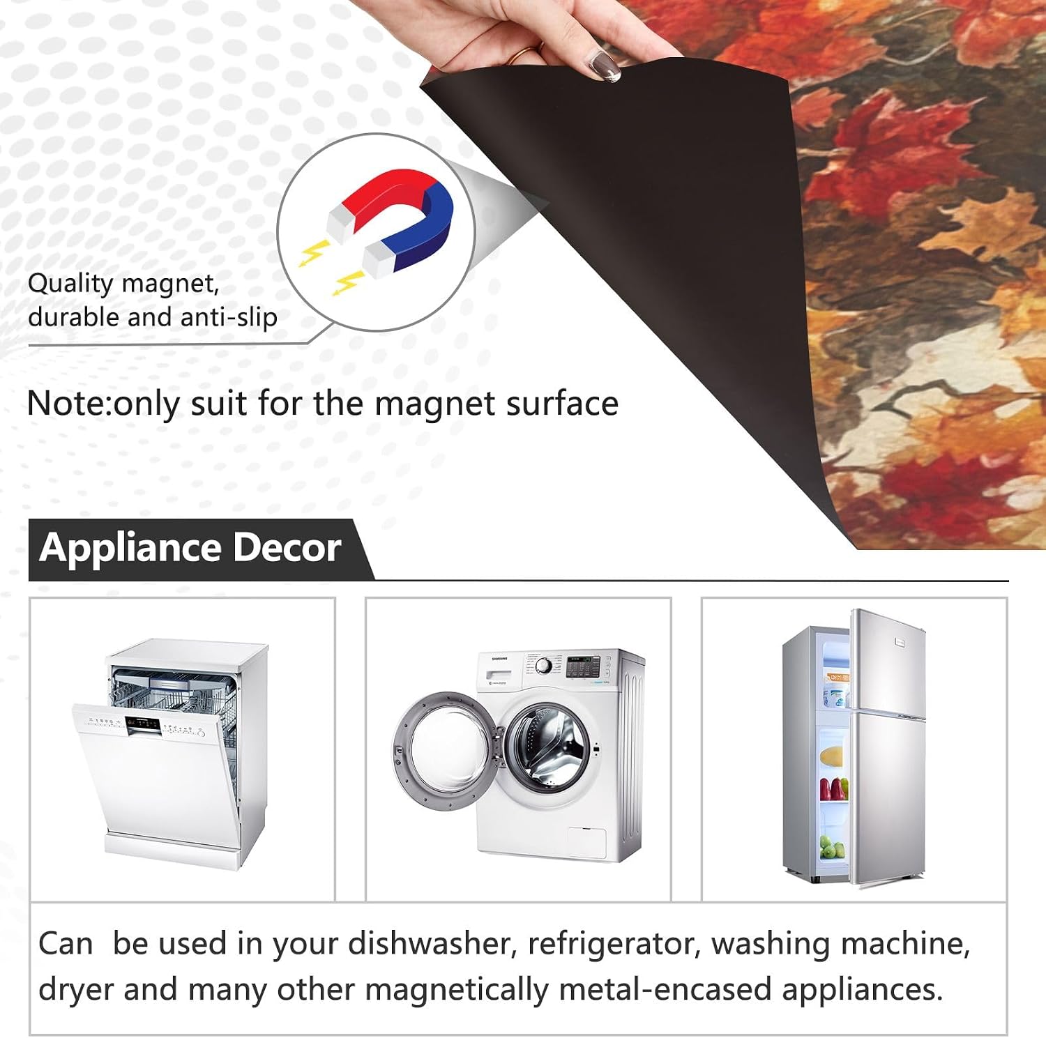 Fall Maple Leaves Tree Pumpkins Gnome Dishwasher Magnet Cover, Dishwasher Magnetic Stickers Panel Decal for Home Kitchen Decorative Fridge Wash Machine 23" W x 26" H