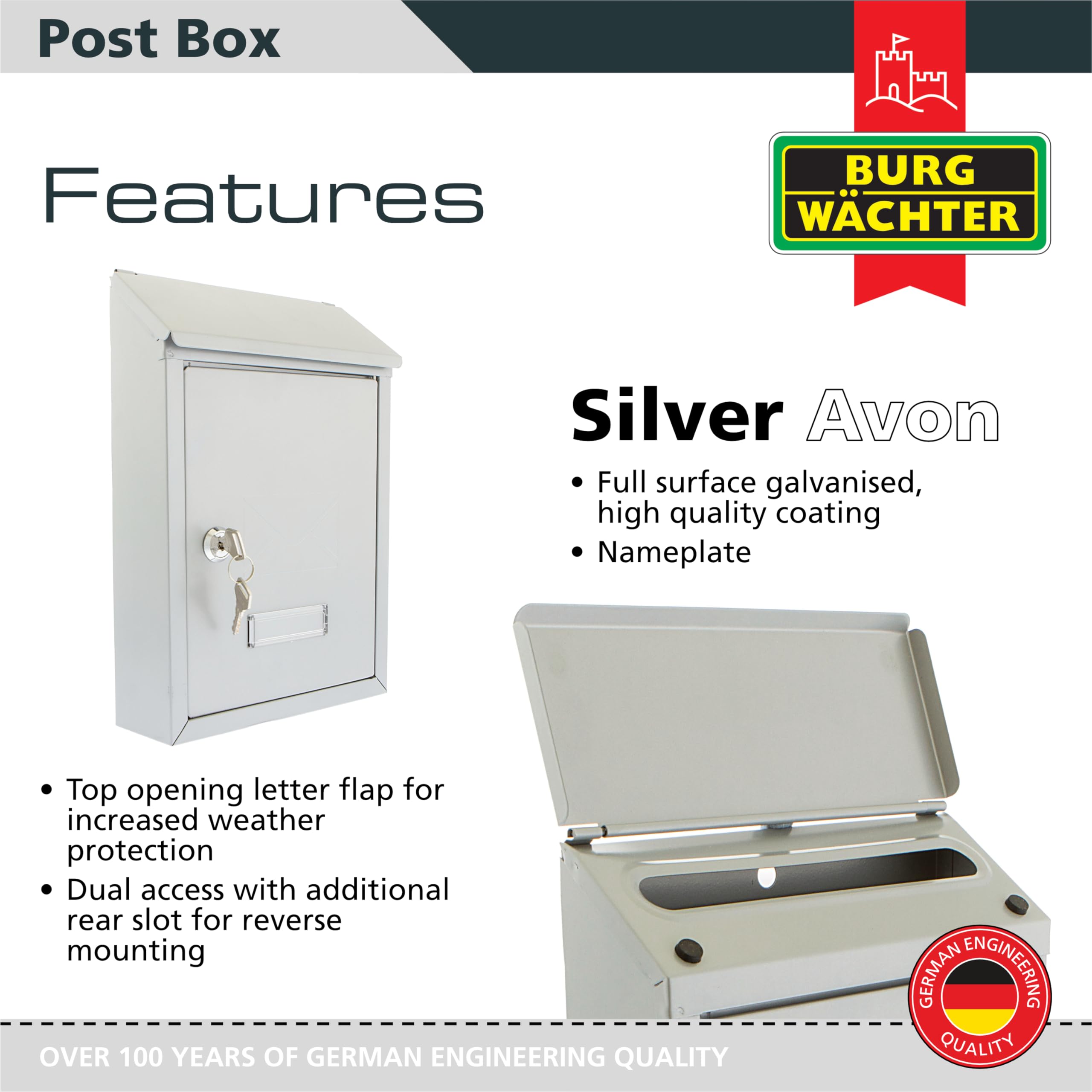 Sterling MB09S - Buzón Avon - Compacto - Silver - Montaje en pared