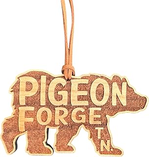 Wood Pigeon Forge Tennessee Christmas Ornament Solid Cherry Bear Great Smoky Mountains National Park 3.8" TN