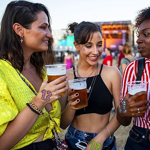 Miniatura 3 de Lucky Number 13 - Calcomanías de tatuajes temporales, 13 calcomanías extraíbles para tatuajes de mano con estrella con purpurina, accesorios de