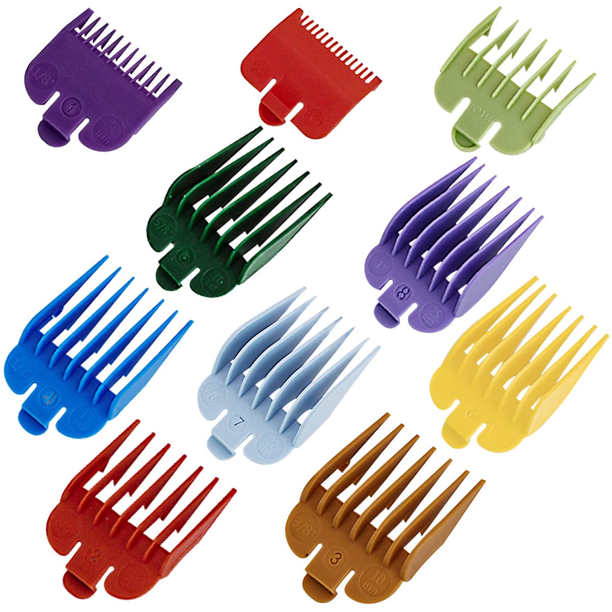 10 Pcs Hair Clipper Guards Cutting Guides Professional Guide Comb Attachment Compatible with Wahl Professional Clippers/Trimmer Attachment Great for Hair Clippers (Length: 1/16" to 1")