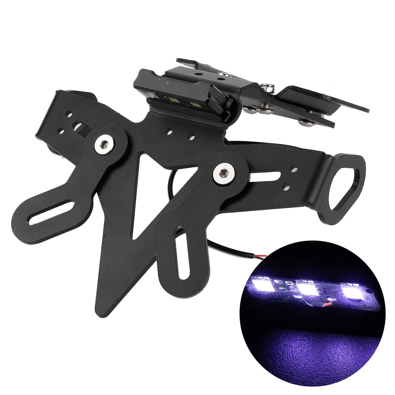Soporte de Placa de Matrícula Moto Universal para Porta matriculas matrícula Trasero Guardabarros Trasero Ordenado Eliminar con Ajuste de luz LED para MT‑07 FZ‑07 2013‑2020