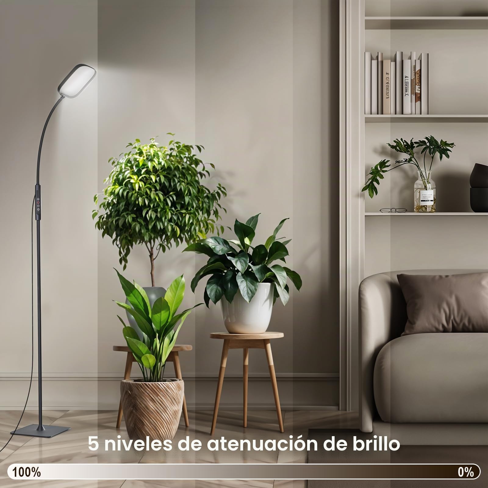 Mojimdo Lámpara para Plantas 336 LED, Espectro Completo 10W, 5 Niveles de Brillo, 3 Alturas Ajustables, Cuello Flexible 360°, Temporizador, Ideal para Plantas de Interior