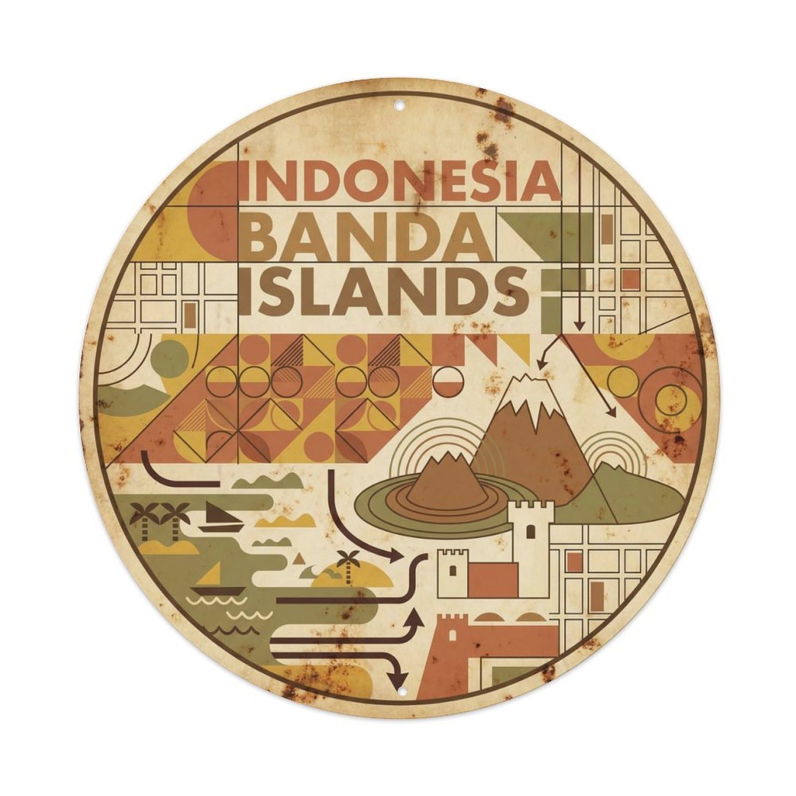 Banda Islands Indonesia Lagoon Travel Mid Century Metal Tin Sign