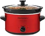 Elite Gourmet MST-275XR# Electric Oval Slow Cooker, Adjustable Temp, Entrees, Sauces, Stews & Dips, Dishwasher Safe Glass Lid & Crock (2 Quart, Metallic Red)