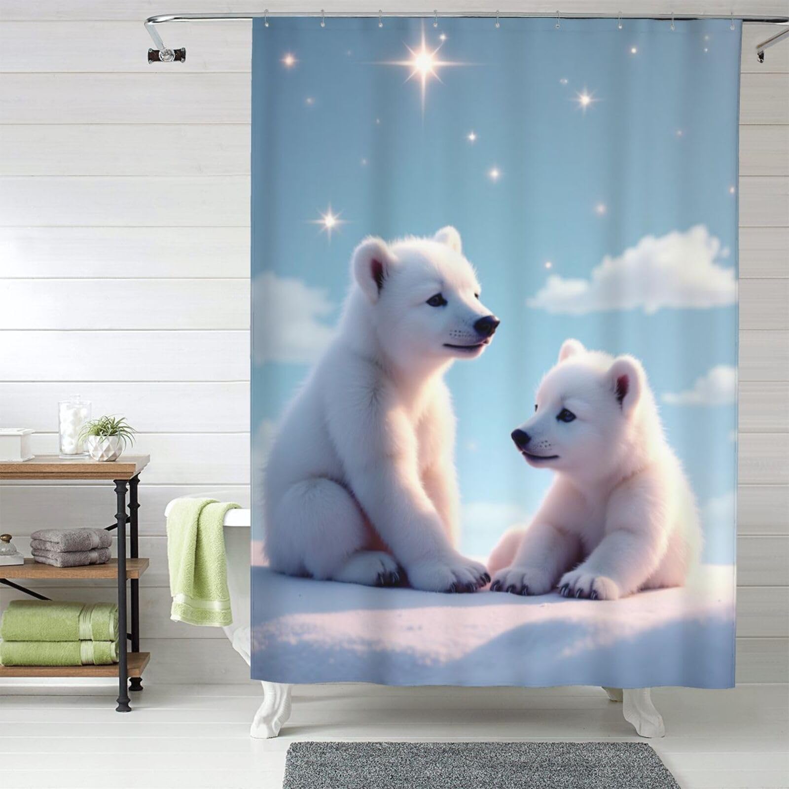 Rideau de douche 152 x 182 cm doublure opaque imprimé ours #266
