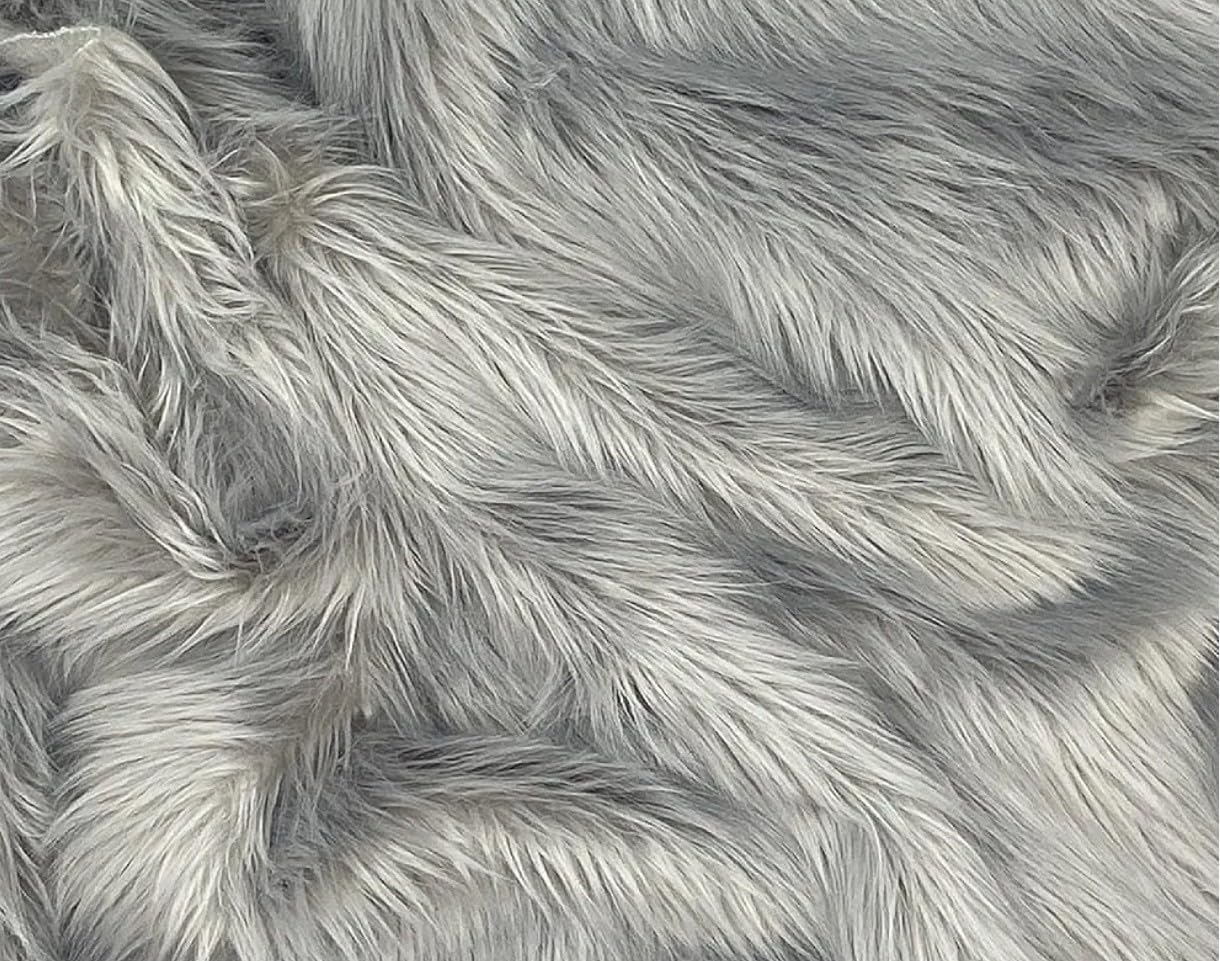 Prokart Soft Faux Fur Fabric Cloth – 60 Inch Wide Pana | Fur Fabric Decorative Cloth for Crafting Soft Toys, Fancy Dress, Baby Photoshoot, Wedding Mandap & Party Décor (Grey, 5 Mtr)