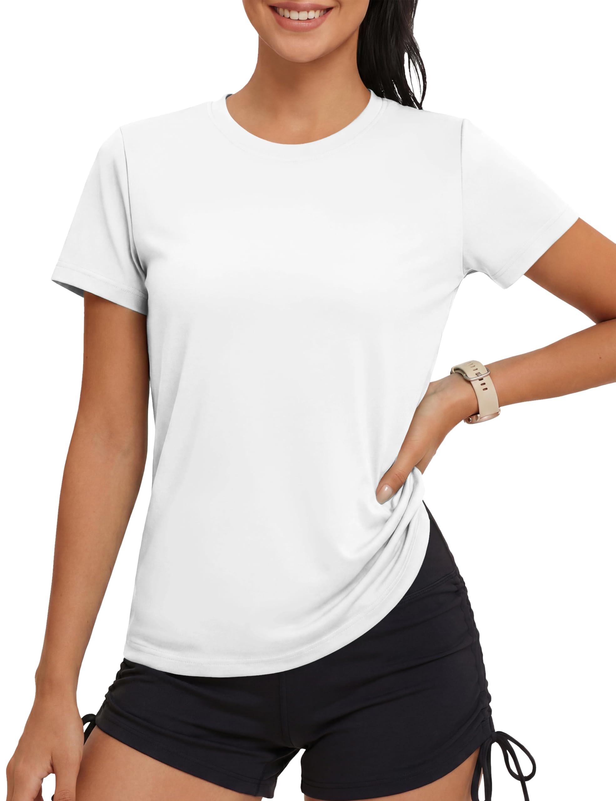 MAGCOMSEN Sportshirt Damen UV Shirt Kurzarm Sport Shirts Basic Funktionsshirt Fitness Wandershirt Yoga UV-Schutz Wasser