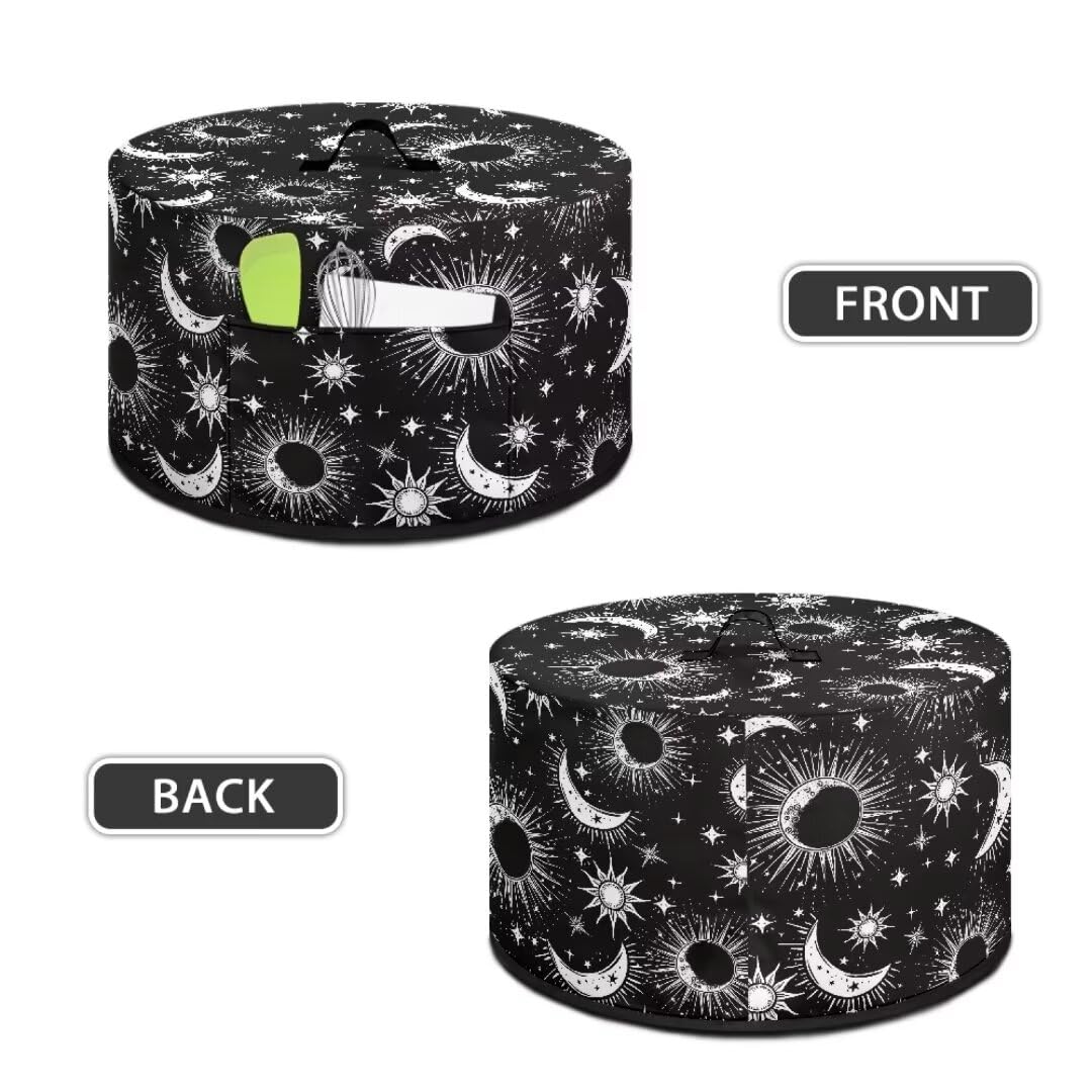 GOSTONG Moon Slow Cooker Cover Reuseable Slow Cooker Appliance Dust-proof Cover with Pocket for 6, 7 & 8 Quart Crock Kitchen Acessories, Black