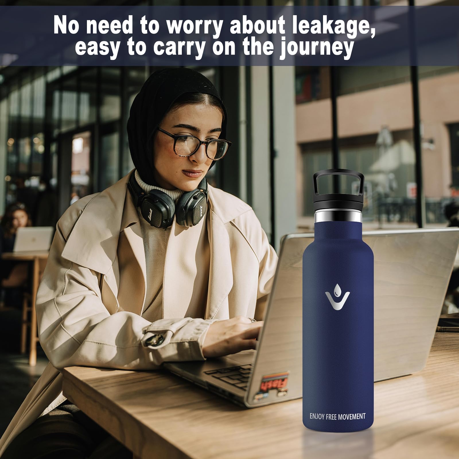 Vikaster Borracce termiche - Borraccia 500ml, Borraccia acciaio inox, Borracce Senza Perdite, Borraccia con Cannuccia, Borraccia Termiche Sportiva, Adulto, Scuola, Outdoor