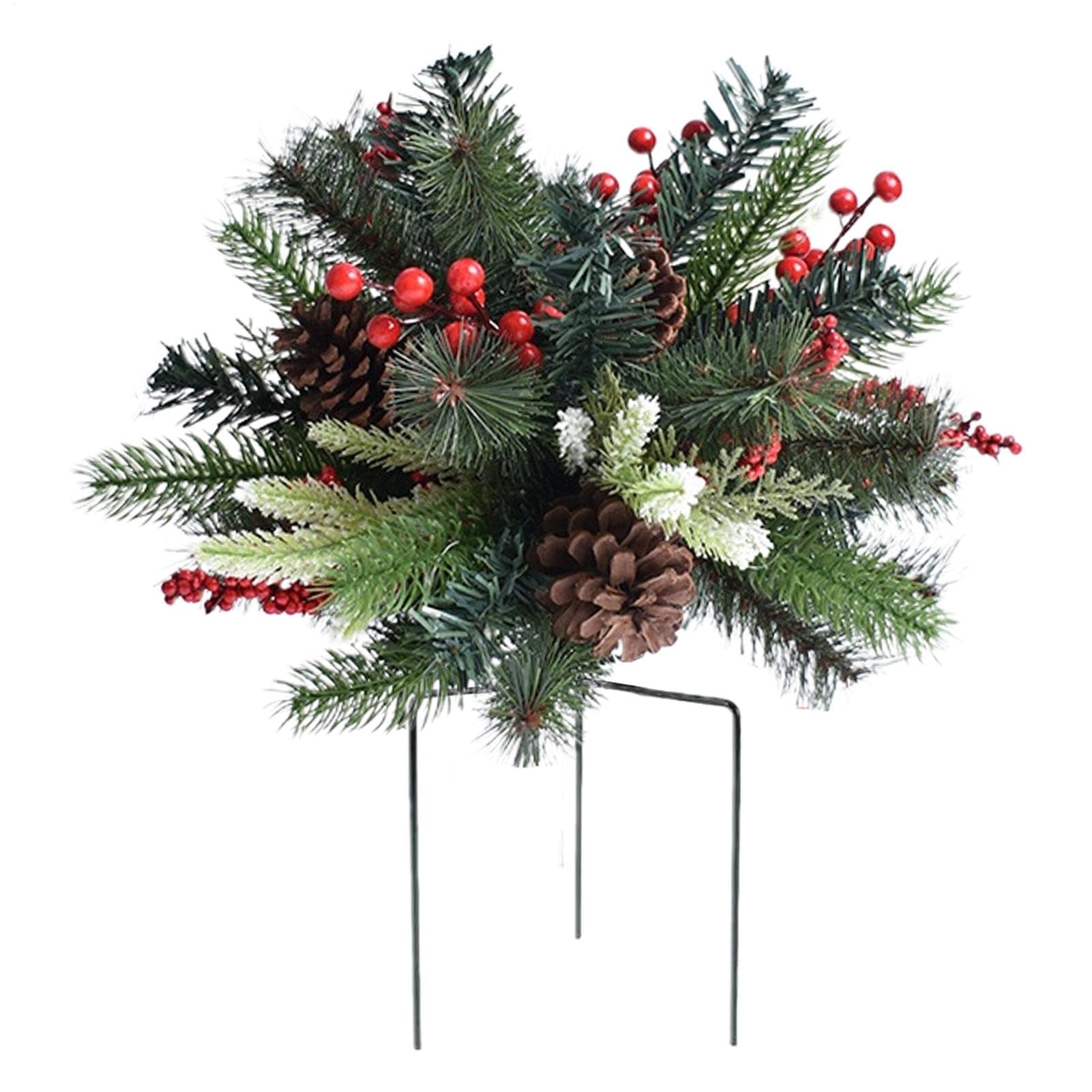 Holiday Planter Filler - 760g Lightweight Christmas Tree Urn Filler with Tripod Stake | Portable Topsworth Prelit Planter Bushes Christmas, Holiday plantters, Planter Filler for Porch, Driveway, Yard