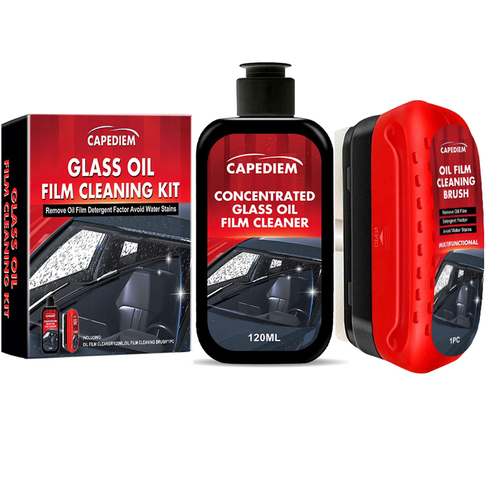 CAPEDIEM 2025 NEW Automotive Oil Film Cleaning Brush for Car Windows, Glass Cleaning Board, Suitable for Windshield Glass Oil Film Remover, Car Windshield Cleaner (1, black)