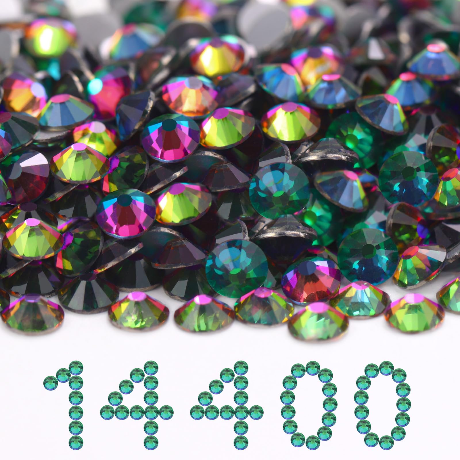 14400PCS Green Volcano Flatback SS20 Rhinestones Bulk(4.6-4.8mm)