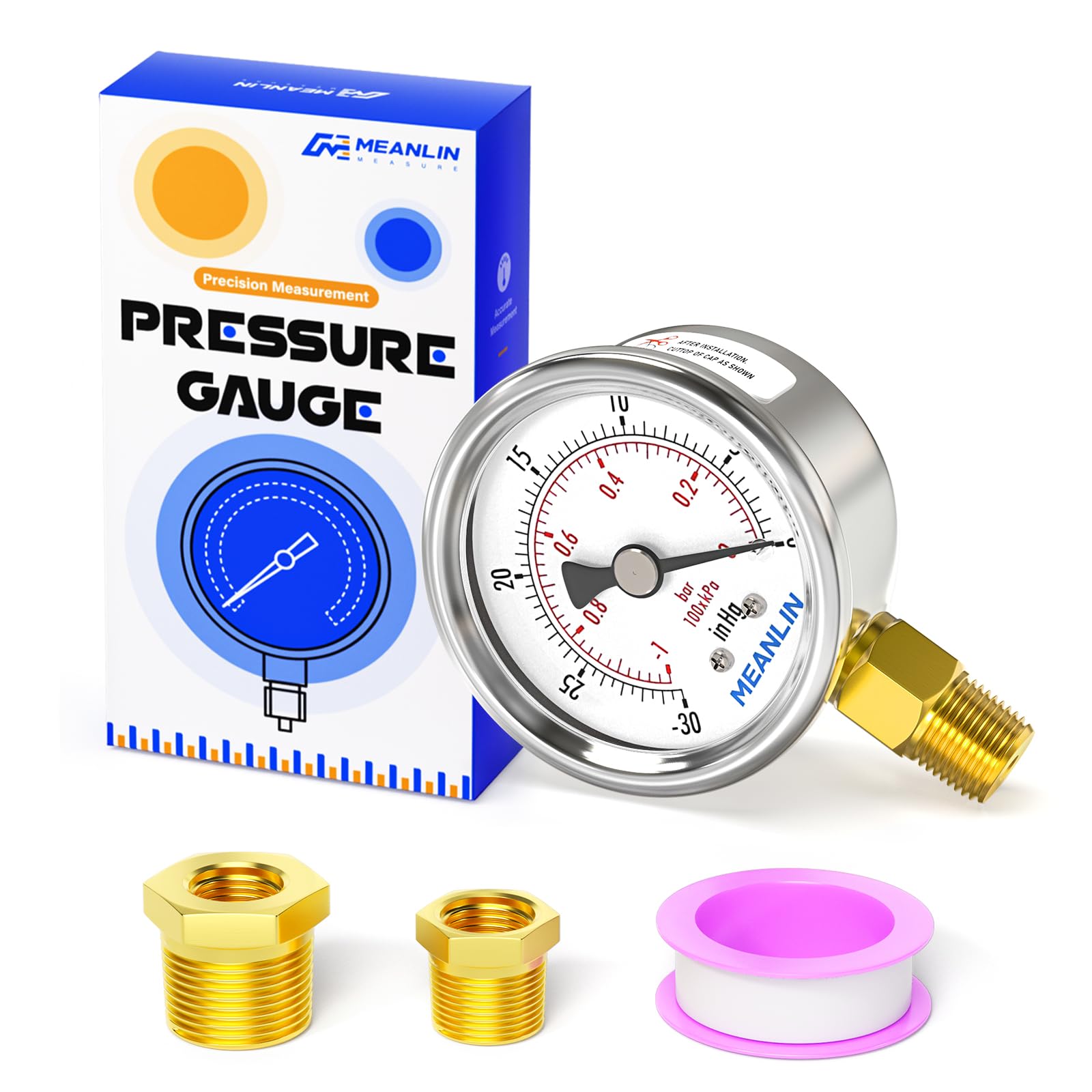 Stainless Steel Pressure Gauge - 0-100PSI Waterproof -22