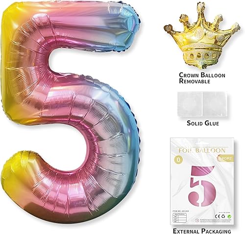 Miniatura 2 de Globos de números grandes de 40 pulgadas, tamaño grande número 0, globo de helio colorido degradado con número de aluminio para aniversario, fiesta