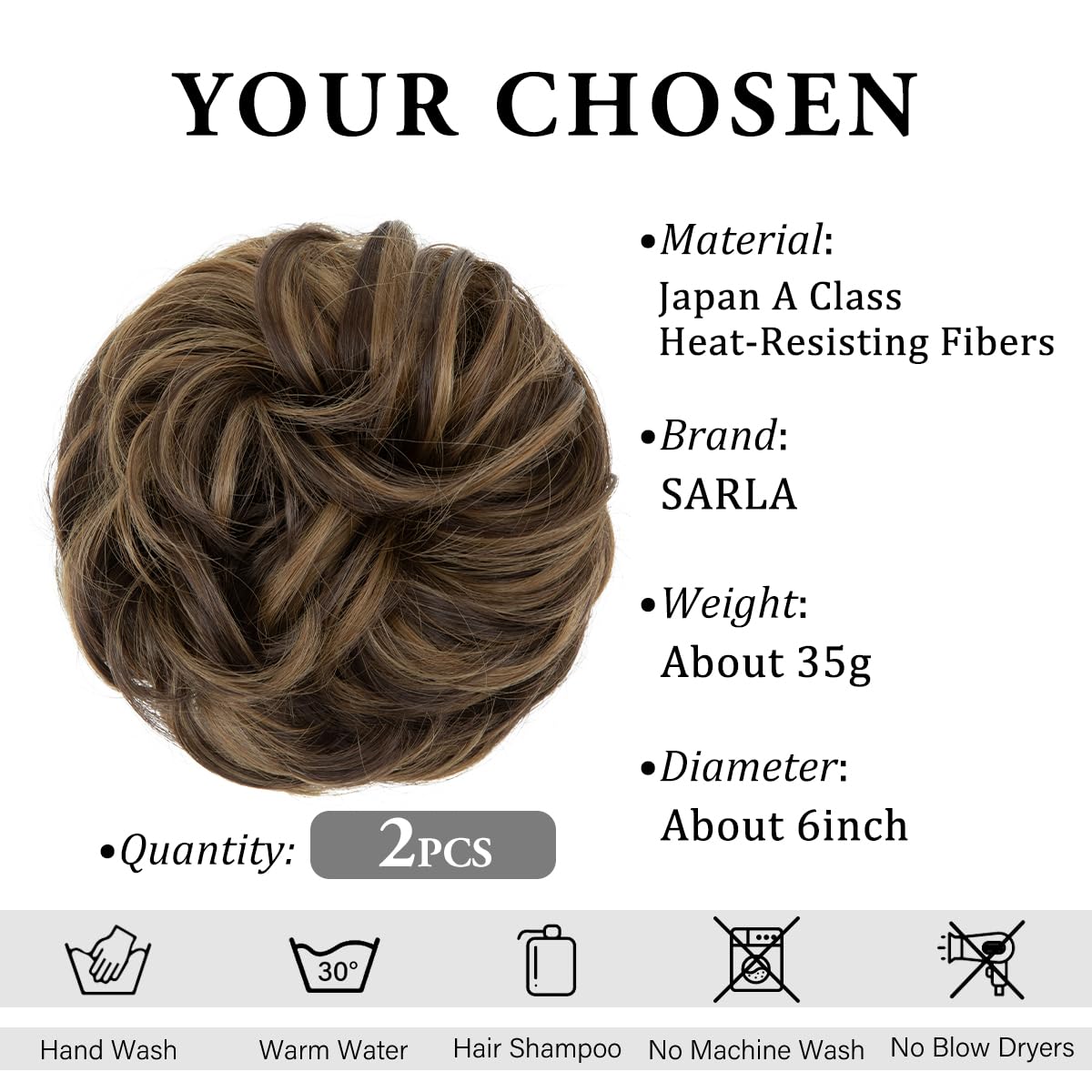 SARLA 2PCS Messy Bun Hair Pieces for Womens Synthetic Scrunchies Buns Extension Hairpieces Updo Pony Tail Coffee Brown - Image 3
