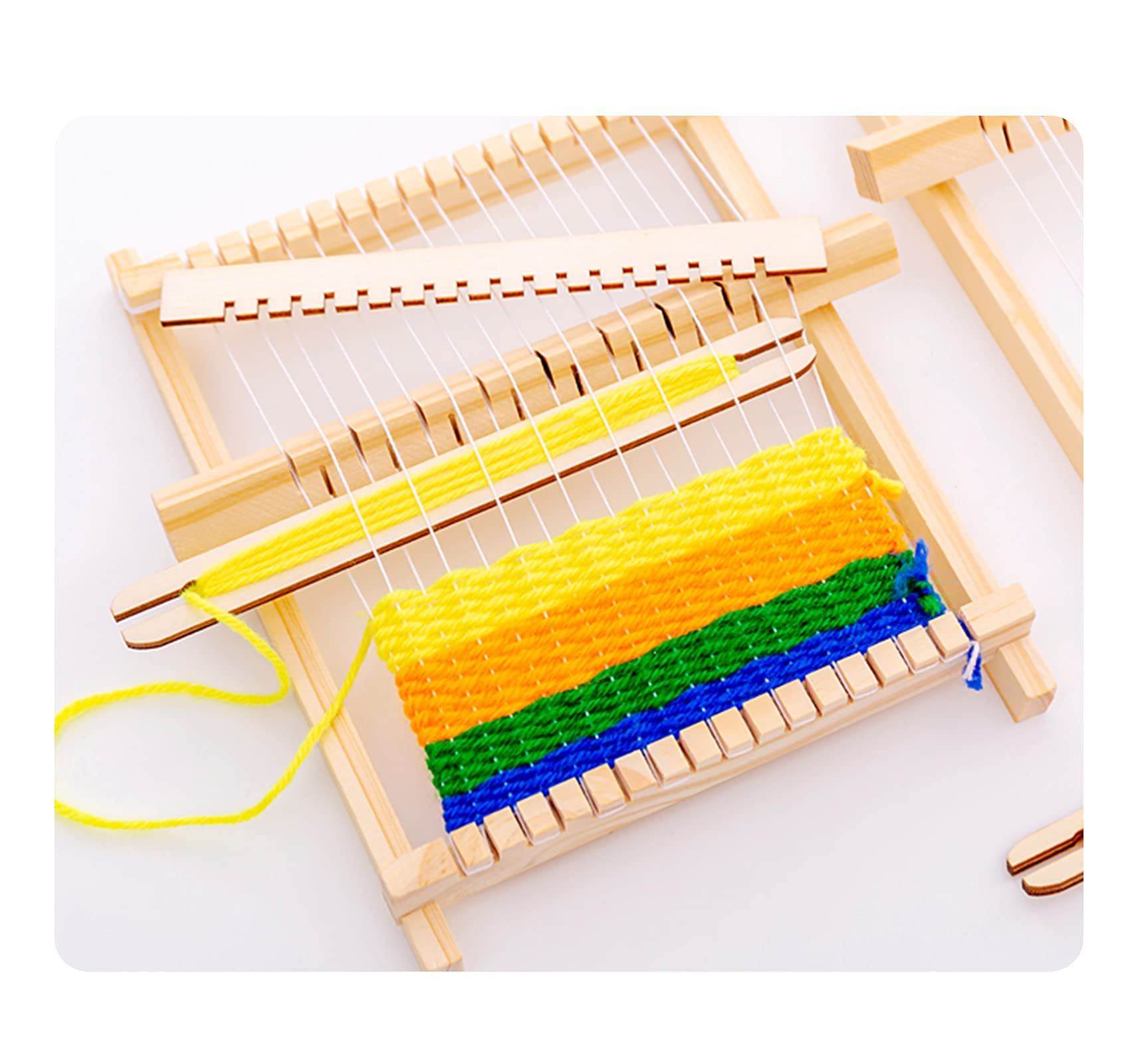 Zestaw do tkania dla dzieci - DIY drewniany ram tkacki 22 x 17 cm z kolorową wełną i akcesoriami - Idealny dla początkujących