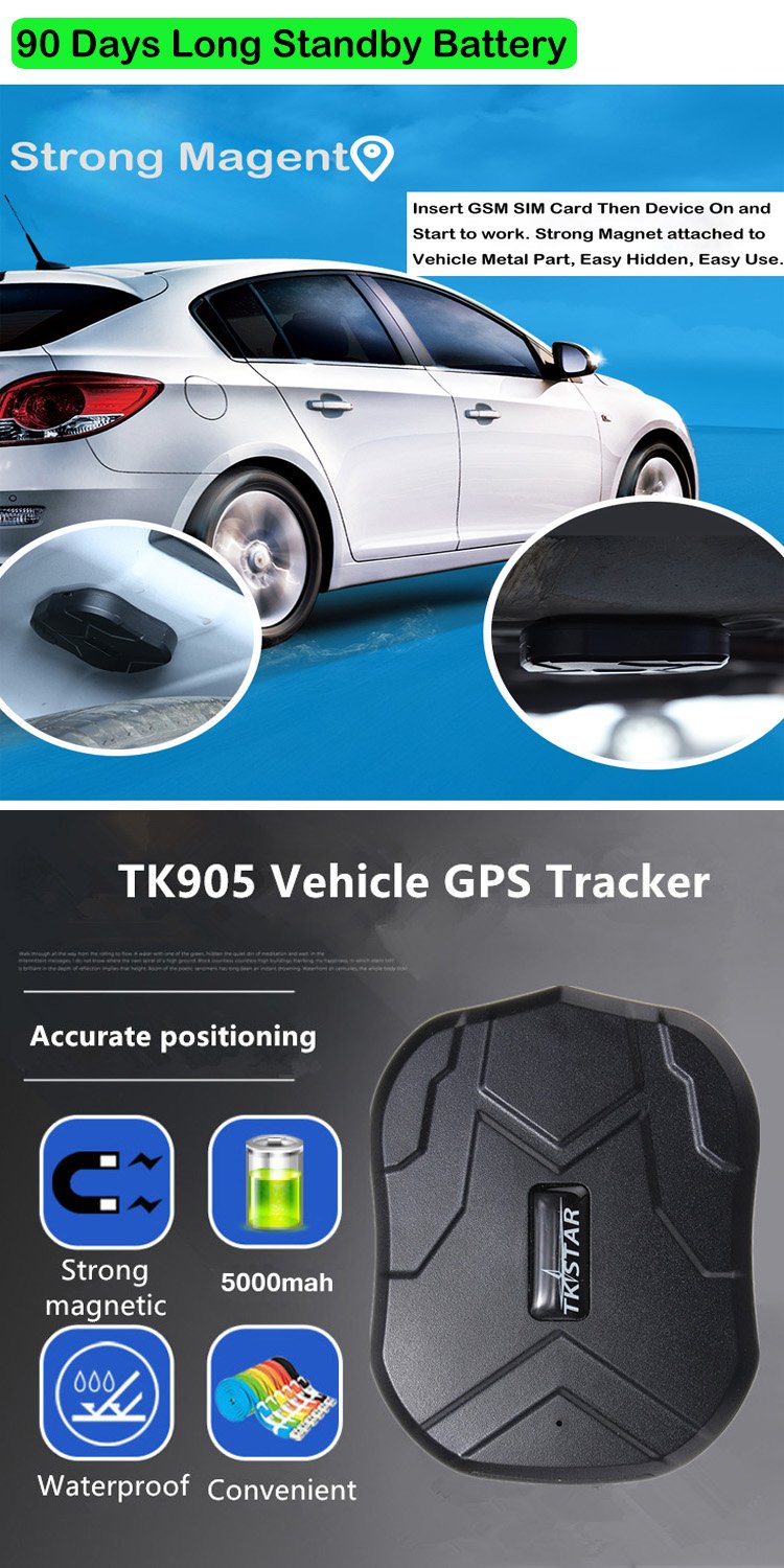 TKSTAR 90 días en espera Mini coche camiones mascotas gps localizador tracker con fuerte imán