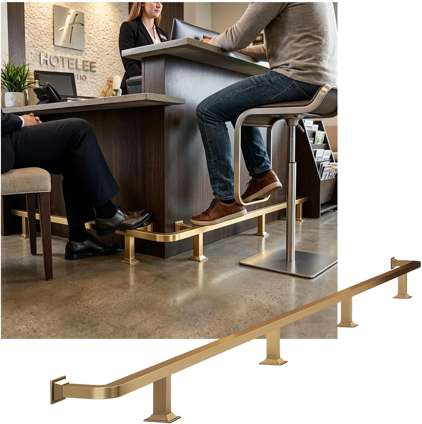 Barre de pied en acier inoxydable de 4,5 m pour comptoir de bar et café
