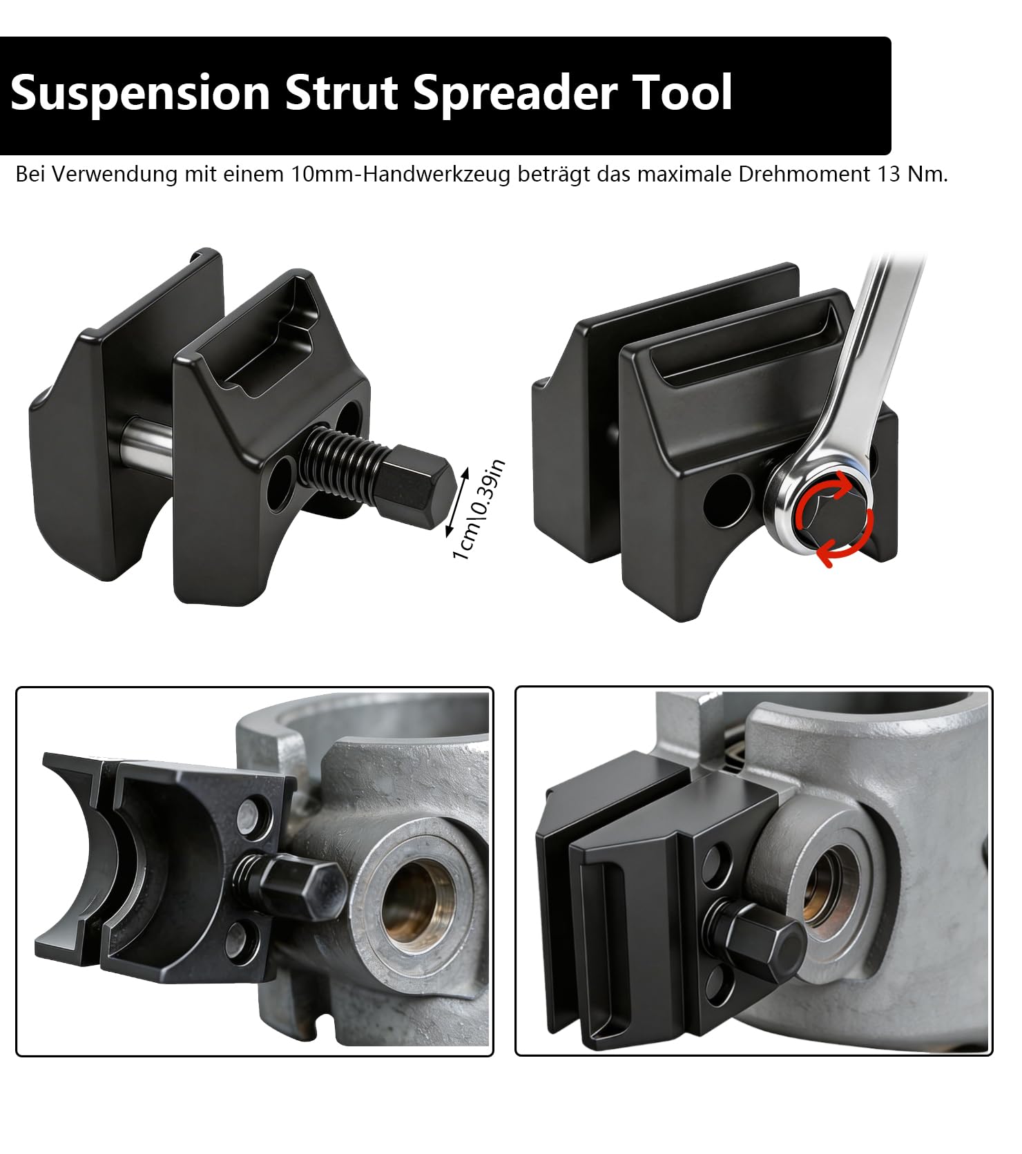 4pcs Outil d'écartement de Jambe de Force, Outil Amortisseur Voiture Outil de Jambe de Suspension écarteur Amortisseur de roulement de Roue en Acier trempé avec Gants et clé pour Voiture SUV